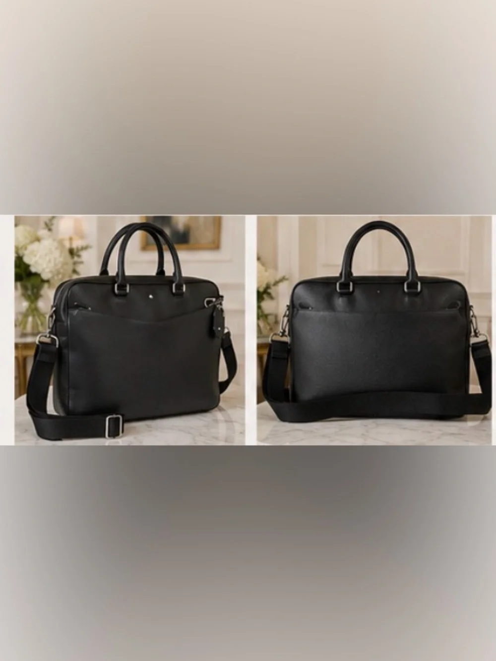Montblanc Black Leather Briefcase for Men